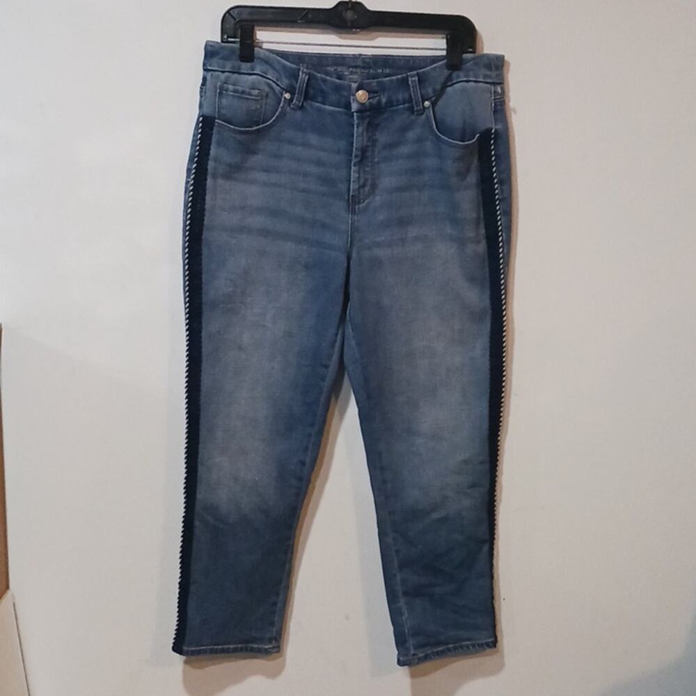 Chicos So Slimming Girlfriend slim leg crop nautical trim jeans 8